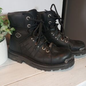 Harley Davidson  D87056  Aleah Riding Black Combat Ankle Boots Grunge Biker 6.5